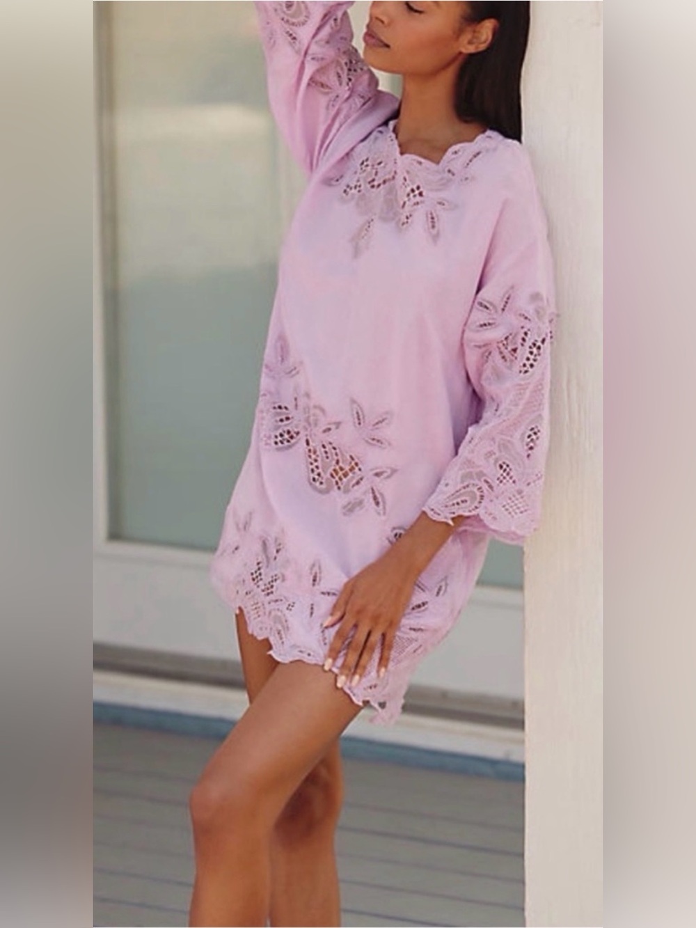 Lilac Crochet-Trim Swim Cover-Up Tunic